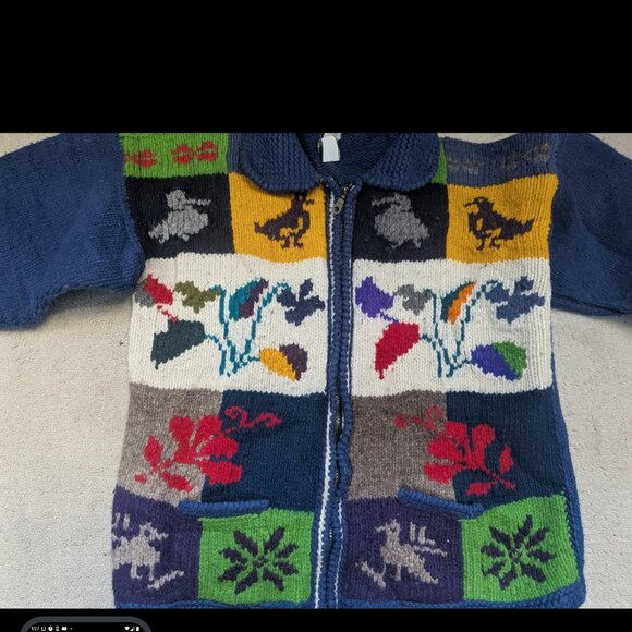 Vintage Hand-Knit Wool Sweater Jacket Cozy Fall - Picture 1 of 3